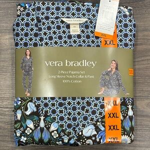 Vera Bradley Black and Blue Floral Pajama Set
